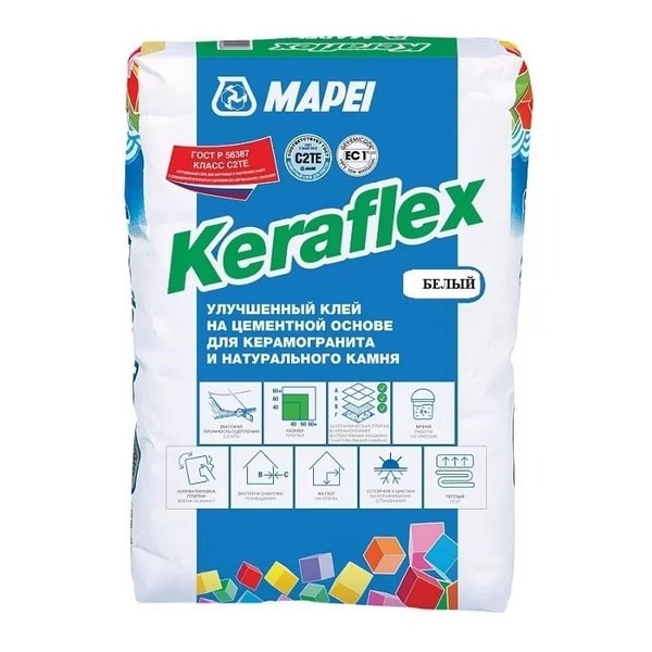 119525 Mapei Keraflex клей для плитки высокой эластичности белый 25 кг. 1 keraflex_white
