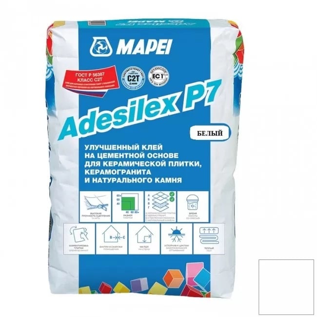 2182325 Mapei Adesilex P7 клей для плитки на цементной основе белый 25 кг. 1 mapei_adesilex_p7_belyi