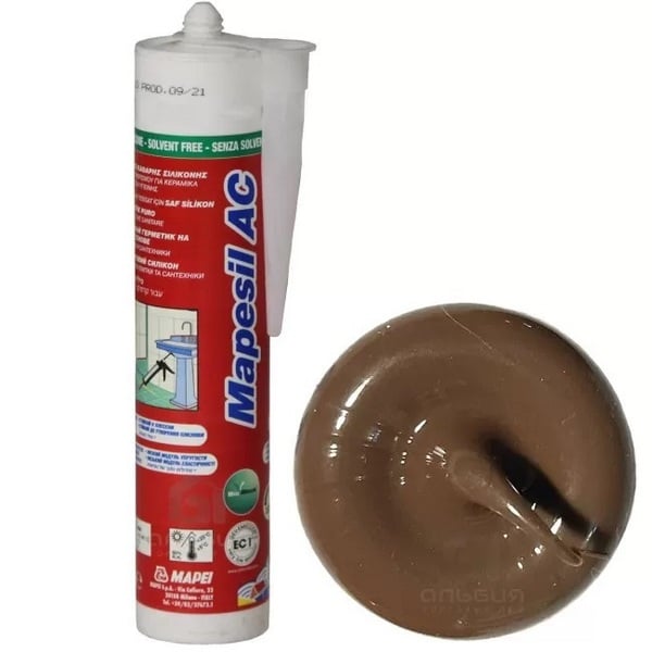 4814442IT Mapei Mapesil AC №144 Шоколад силиконовый клей-герметик на уксусной основе 310 мл. 1 germetik_mapei_mapesil_ac_144_shokolad