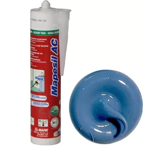 4817242IT Mapei Mapesil AC №172 Небесно-голубой силиконовый клей-герметик на уксусной основе 310 мл. 1 germetik_mapei_mapesil_ac_172_nebesno_goluboi