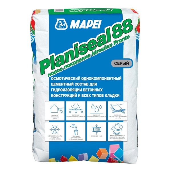937025 Гидроизоляция цементная Mapei Planiseal 88 25 кг. 1 mapei-planiseal88
