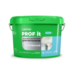 8307499 Краска акриловая для потолков Лакра PROF IT супербелая 3 кг