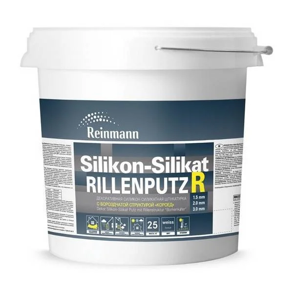 8310636 Штукатурка силикон-силикатная REINMANN Silikon-Silikat RillenPutz R 2,0mm, BaseС, короед 25kg 1 8310636 Штукатурка силикон-силикатная REINMANN Silikon-Silikat RillenPutz R 2,0mm, BaseС, короед 25kg
