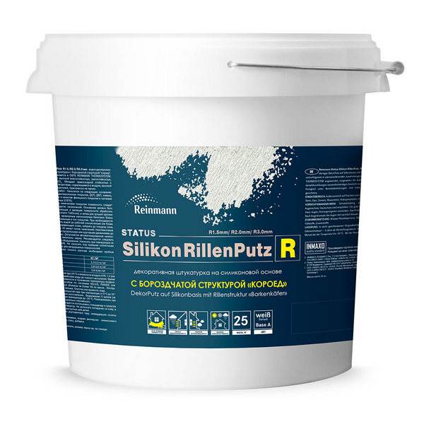 8300957 Штукатурка силиконовая REINMANN STATUS Silikon RillenPutz R 2,0mm, короед, 4kg, RF, шт 1 8300957 Штукатурка силиконовая REINMANN STATUS Silikon RillenPutz R 2,0mm, короед, 4kg, RF, шт