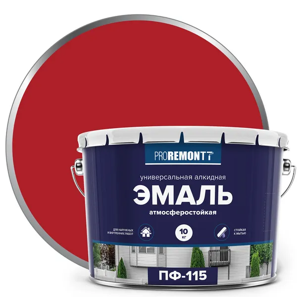 9591484 Эмаль ПФ-115 PROREMONTT Красный 10 кг Л-С 1 9591484-emal-pf-115-proremontt-krasnyi-gsse-10kg