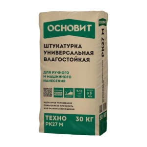 97787 Штукатурка универсальная влагостойкая для ручного и механизированного нанесения ОСНОВИТ ТЕХНО PK27 M (30 кг)