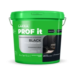 9592097 Краска интерьерная латексная Лакра PROF IT BLACK чёрная 6 кг