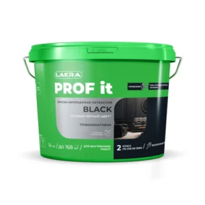9592098 Краска интерьерная латексная Лакра PROF IT BLACK чёрная 14 кг