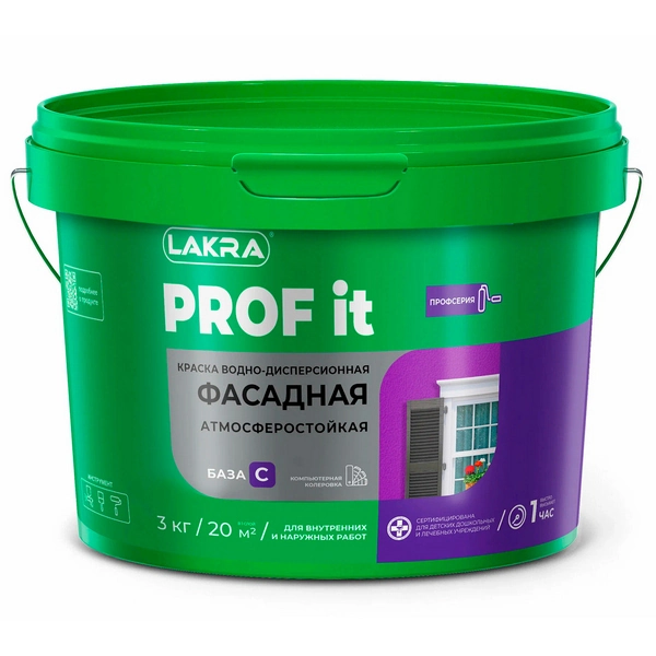 9592371 Краска фасадная ЛАКРА PROF IT База С 6 кг 1 9592371 Краска фасадная ЛАКРА PROF IT База С 6 кг