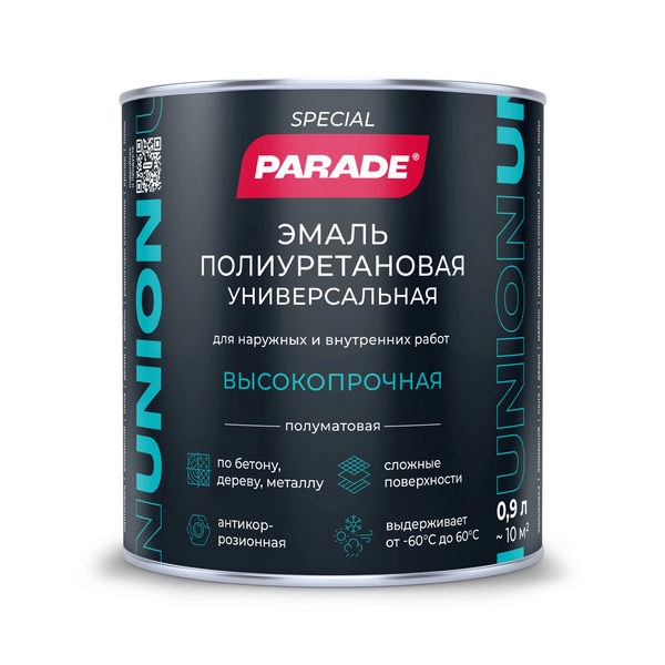 9592887 Эмаль универсальная полиуретановая PARADE UNION база С 0,9л 1 9592887-emal-universalnaya-poliuretanovaya-parade-union