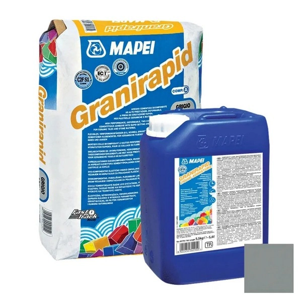140125 Клей для плитки и камня Mapei Granirapid (А+Б) серый 30.5 кг
