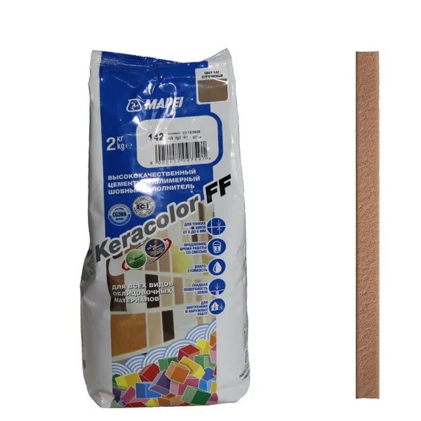 5QA014202A Mapei Keracolor FF шовный заполнитель на цементной основе №142 Коричневый 2 кг. 1 mapei-keracolor-ff-142-korichnevyi-2kg