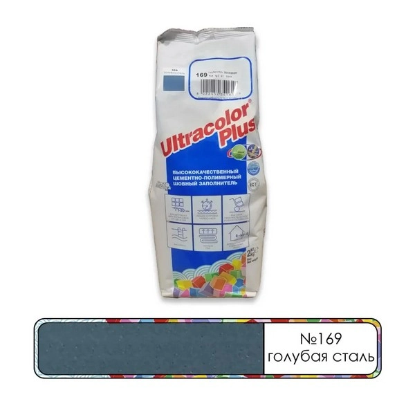 60016902A Mapei Ultracolor Plus шовный заполнитель на цементной основе №169 Голубая сталь 2 кг. 1 mapei-ultracolor-plus-169-golubaya-stal-2kg-gsse