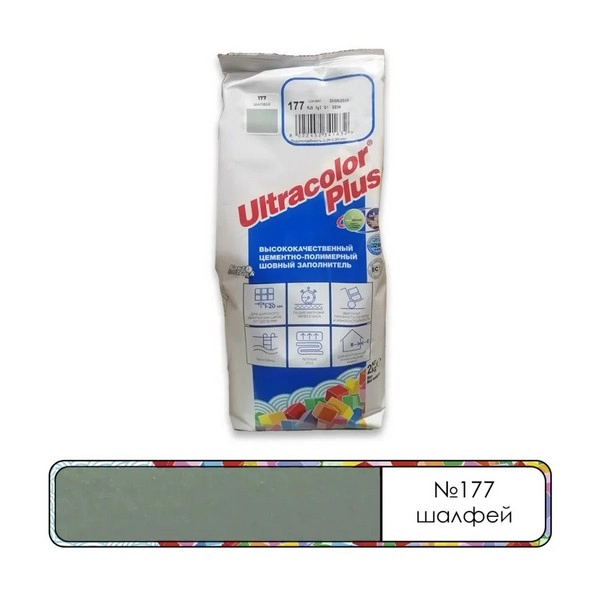 60017702A Mapei Ultracolor Plus шовный заполнитель на цементной основе №177 Шалфей 2 кг. 1 mapei-ultracolor-plus-177-shalfei-2kg-gsse