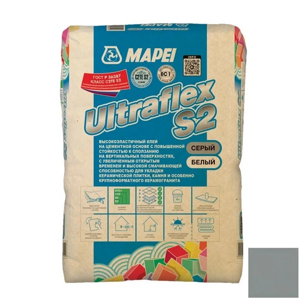 2903825 Клей для плитки и камня Mapei Ultraflex S2 серый 25 кг